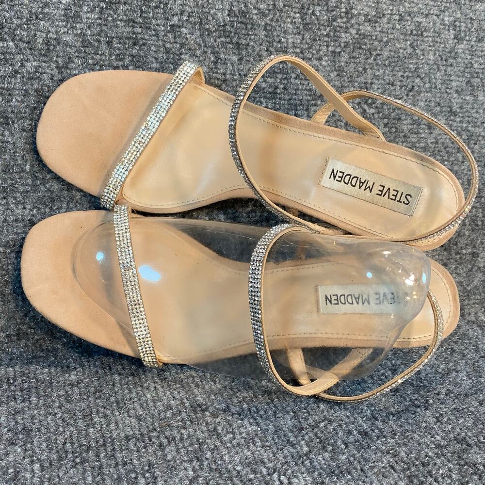Steve Madden Nude Clear Rhinestone Strap Heels
